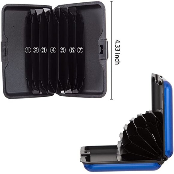 Blue - Metal Wallet Credit Card Holder, Women Men‎ Aluminum RFID, Hard Case - Picture 5 of 10